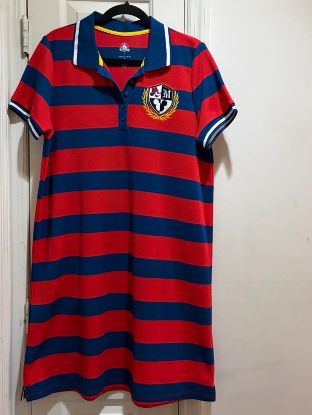 Disney’s Minnie Mouse Red & Navy Striped Polo Dress with Crest